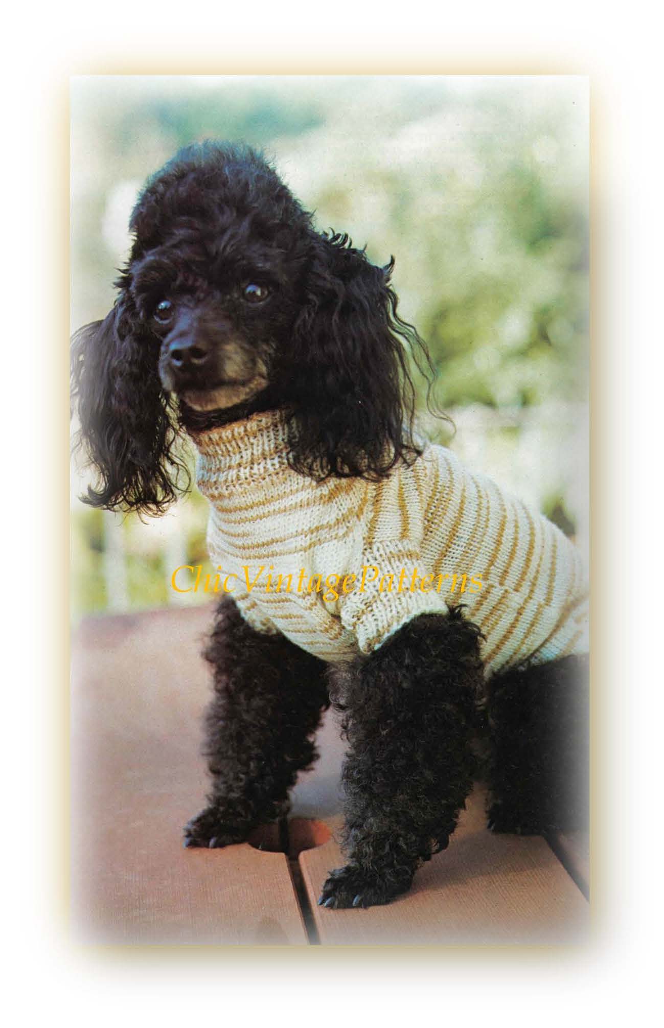 Easy- to-Knit Dog Coat Pattern, Small Dog ChicVintagePatterns