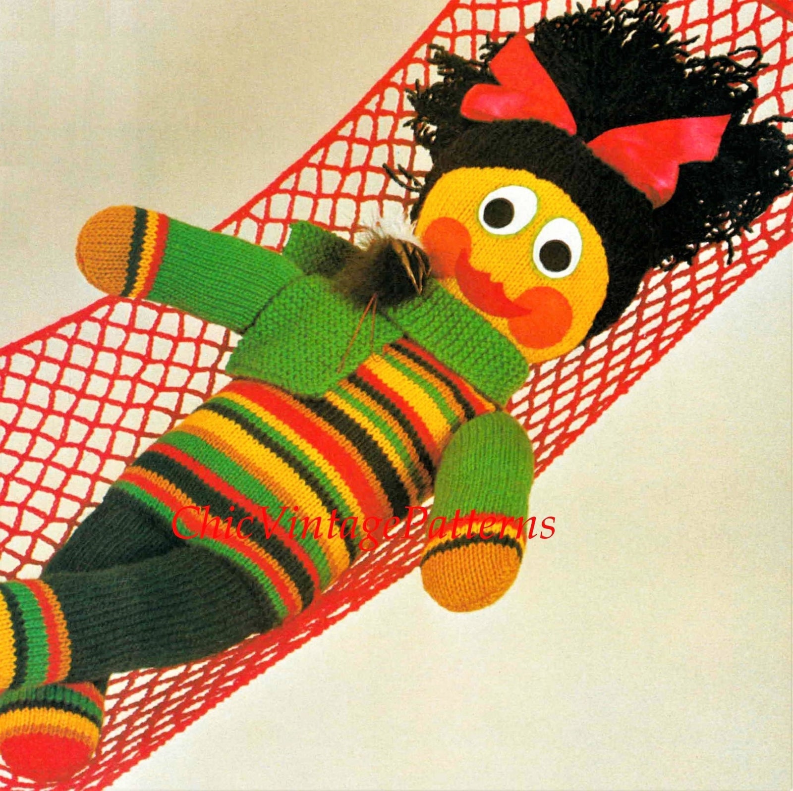 Knitted Doll with Crochet Hammock Pattern, Soft Toy, Instant Download