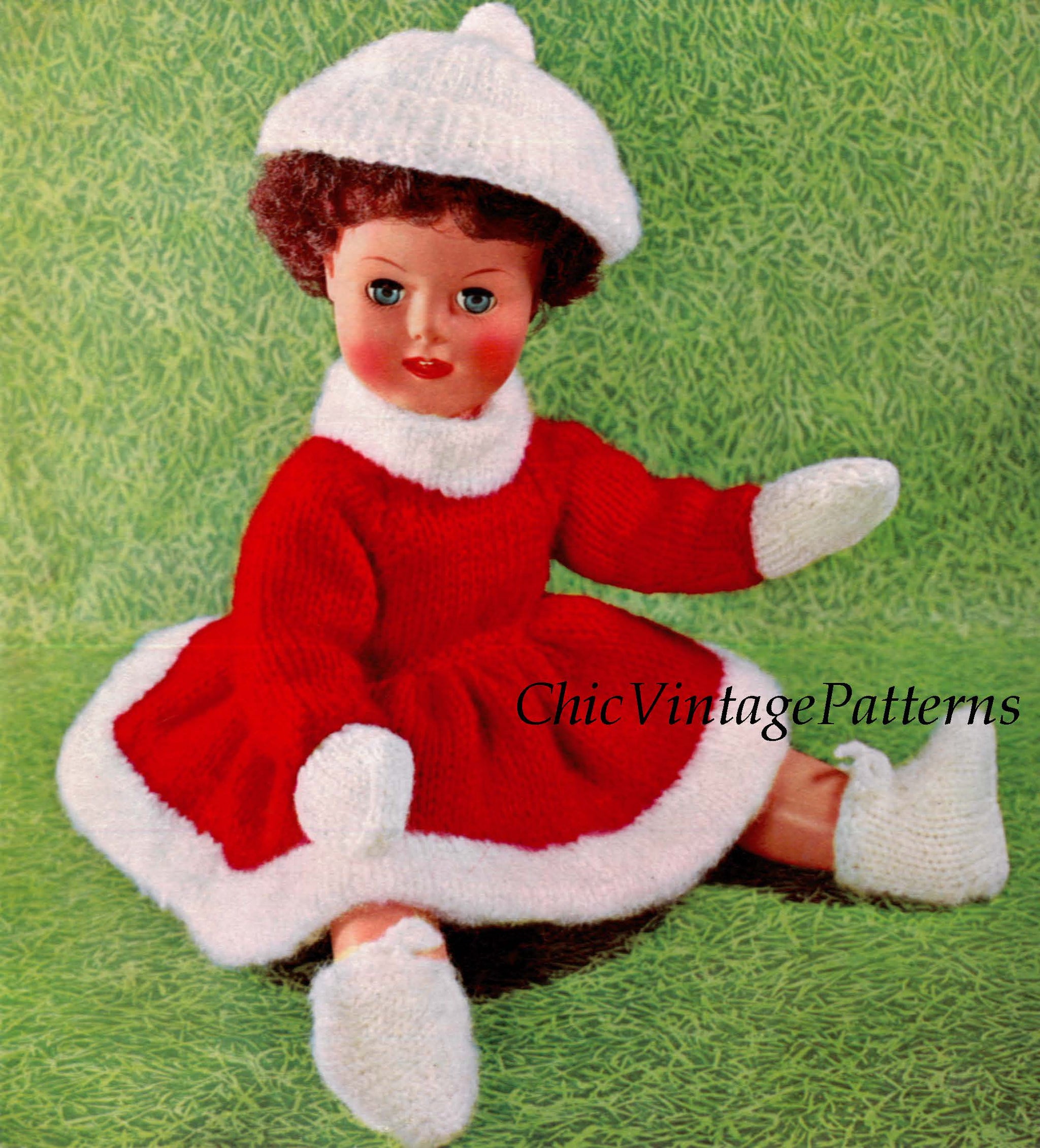Doll's Skating Dress Knitting Pattern, Instant Download Doll's Skating Dress Knitting Pattern, Instant Download