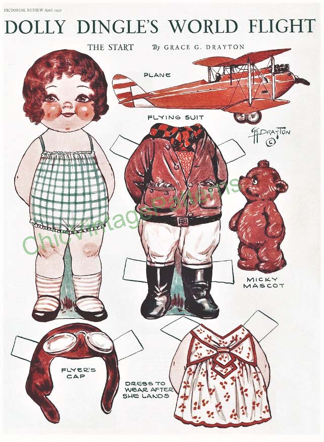 Dolly Dingle Paper Dolls, Two Pages, Instant Download