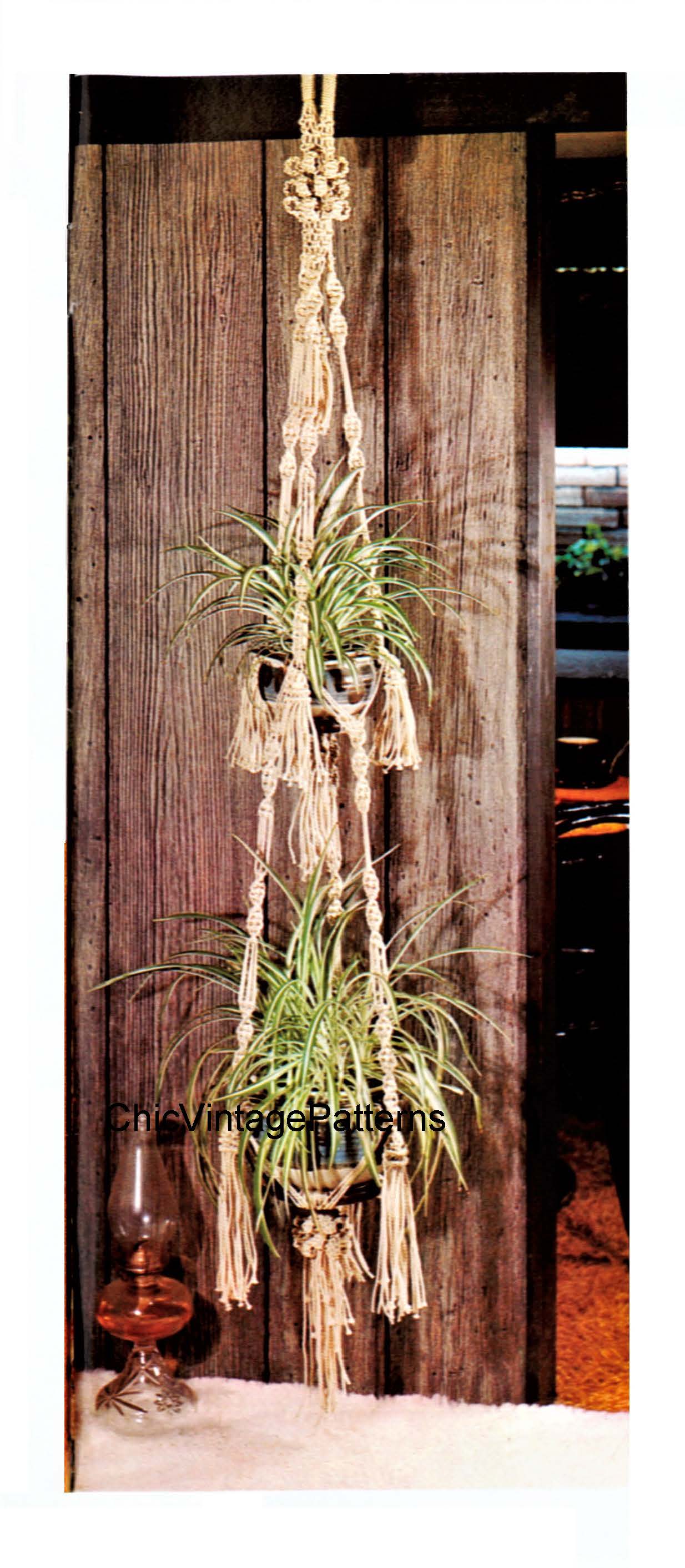 macrame plant wall hanging Macrame Pattern, Double Plant Hanger, Indoor/Outdoor Decor, Instant Download