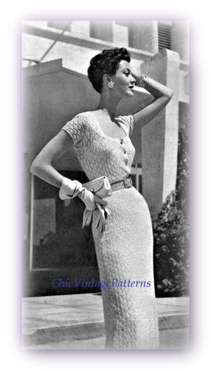Ladies Knitted Lace Dress Pattern | ChicVintagePatterns Ladies Knitted Lace Dress Pattern | ChicVintagePatterns