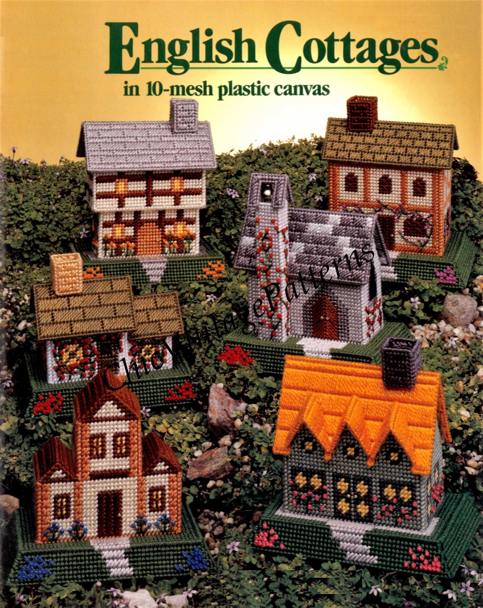 Plastic Canvas English Cottages Pattern, Instant Download