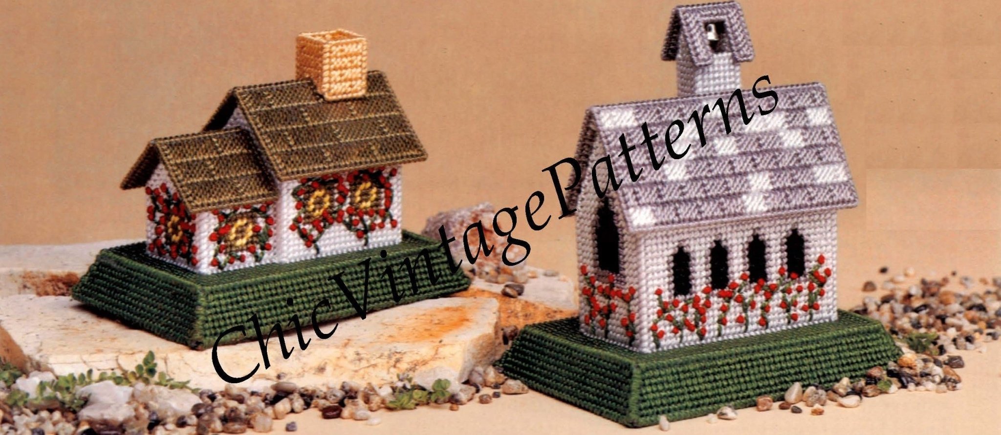 Plastic Canvas English Cottages Pattern Instant Download