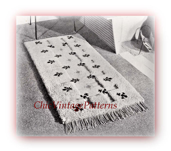 Turkey Pile and Cross-stitch Floor Rug Pattern | ChicVintagePatterns