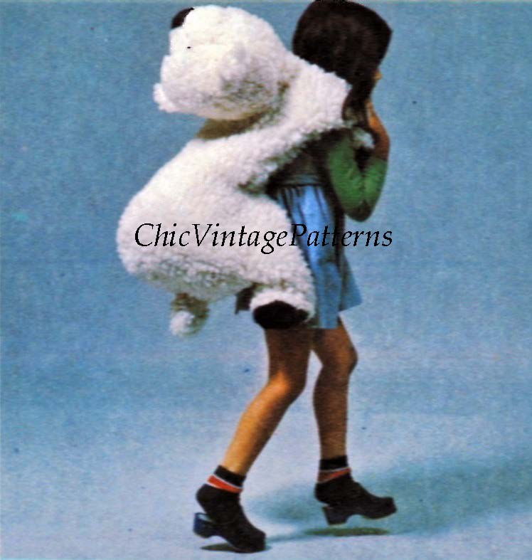 Large Polar Bear Sewing Pattern, Floppy Soft Toy, Instant Download