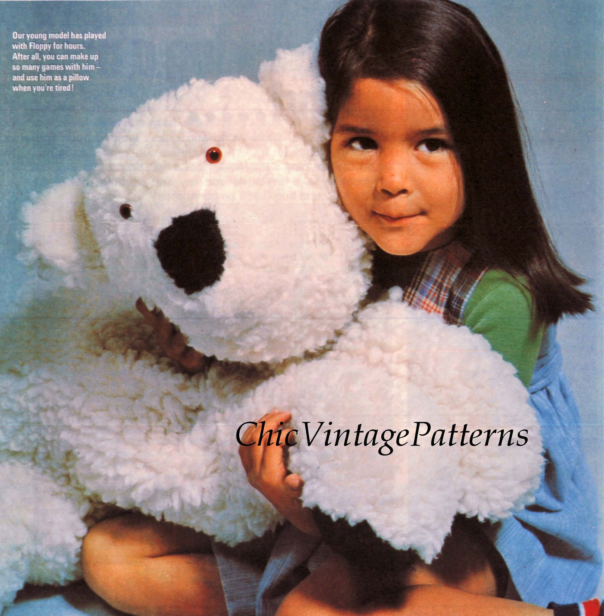Large Polar Bear Sewing Pattern, Floppy Soft Toy, Instant Download