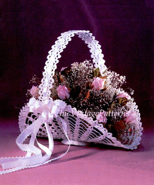 Crochet Flower Girl Basket Pattern, Bridesmaid's Basket, Instant Download