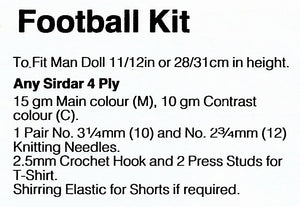 Knitted Doll's Clothes Pattern, Football Kit, Ken Doll Size, Instant Download