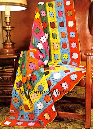 Crochet Afghan Rug Pattern,  Motif Squares Afghan, Digital Download