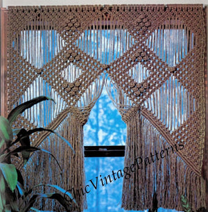 Macrame Window Curtain Pattern, Vintage Macrame, Instant Download