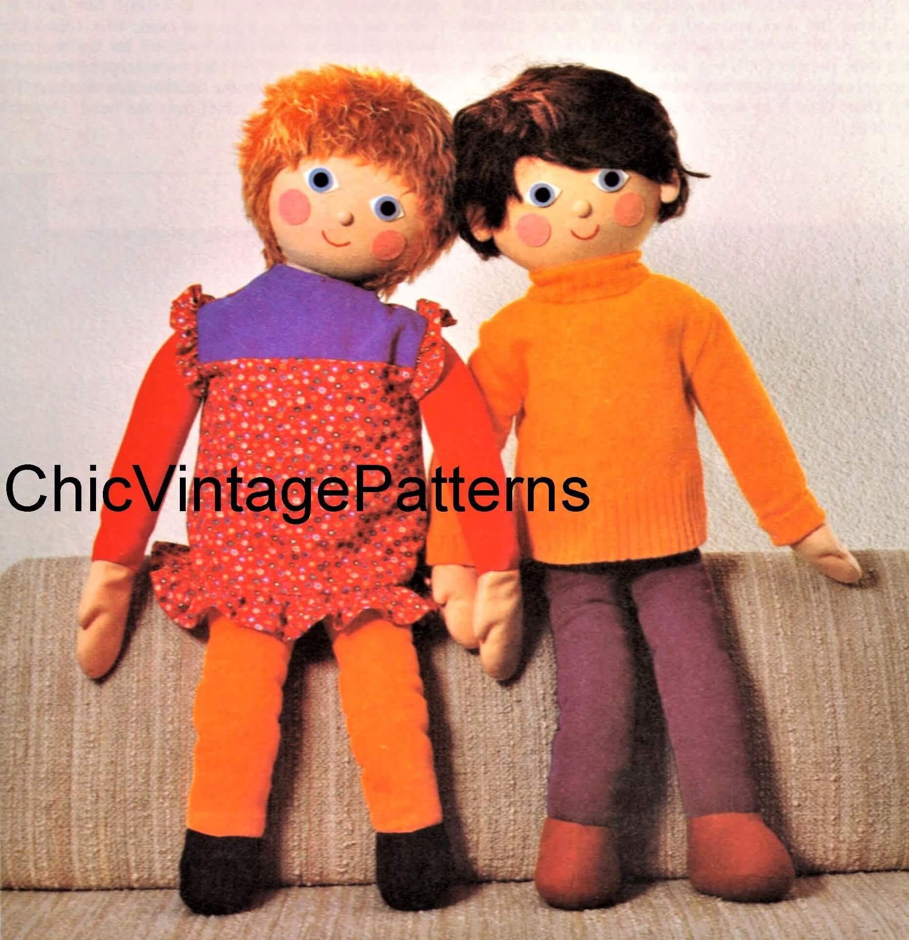 Giant Doll's Sewing Pattern, Vintage Doll Pattern, Instant Download