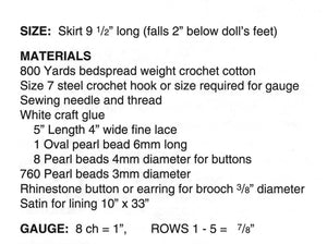 Doll's Wedding Dress Pattern, 11.1/2 inch Doll, Instant Download