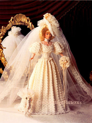 Doll's Wedding Dress Pattern, 11.1/2 inch Doll, Instant Download