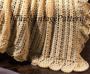 Crochet Afghan Rug Pattern, Lacy Design, Digital Pattern