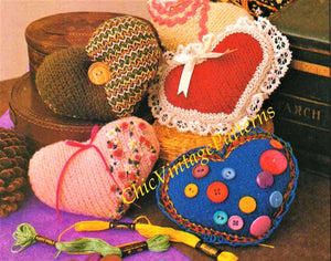 Knitted Heart Pin or Small Cushions, Wedding Items, PDF Knitting Pattern