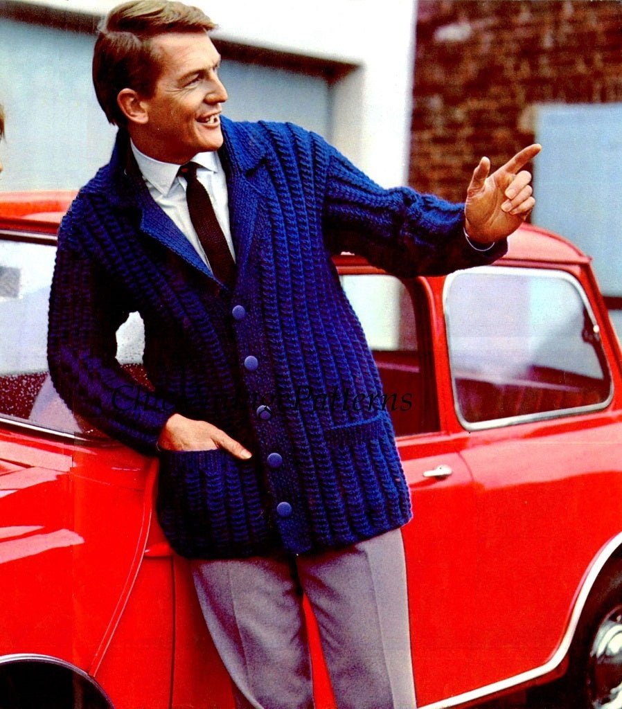 Knitted Men's Cardigan Pattern, Digital Download, Warm Men's Jacket