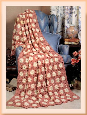 Crochet Afghan Rug Pattern, Motif Squares Afghan, Digital Download