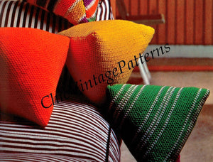 Easy-To-Crochet Cushions Pattern, Plain or Striped, Instant Download