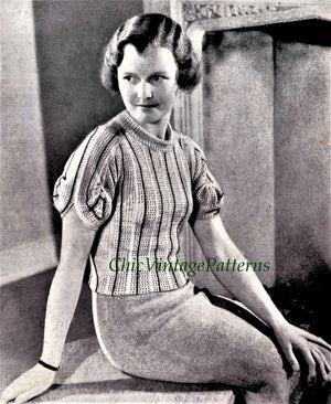 Ladies Top Crochet Pattern, 1930's Blouse, Digital Pattern
