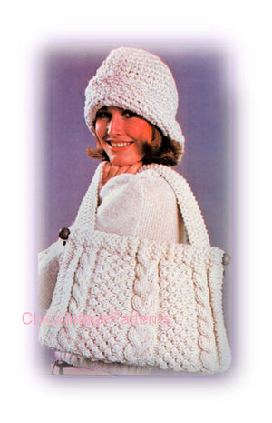 Crochet Hat and Knitted Bag Pattern, Irish Duo, Instant Download