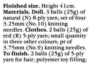 Japanese Doll Knitting Pattern, Soft Toy Doll, Instant Download