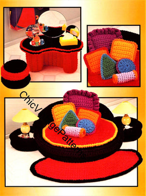 Dolls House Pattern, Crochet Bedroom Furniture, 11.1/2 inch Doll, Instant Download