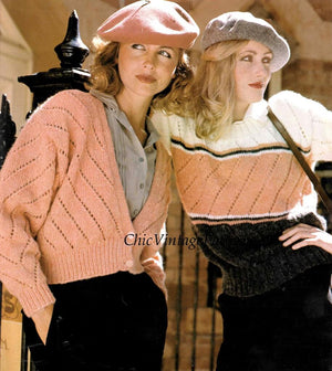Knitted Twinset Pattern, Ladies Sweater and Cardigan, Digital Download