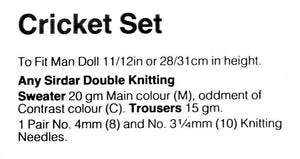 Doll's Knitted Cricket Clothes Pattern, Ken Doll Size, Instant Download