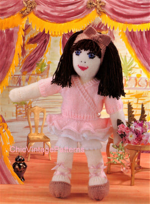 Ballerina Doll Knitting Pattern, Soft Toy Doll Pattern, Instant Download