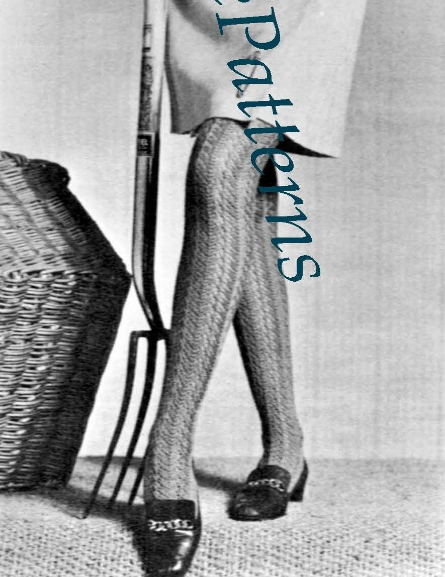 Knitted Ladies Socks and Stockings Pattern, Feather Pattern, Instant Download