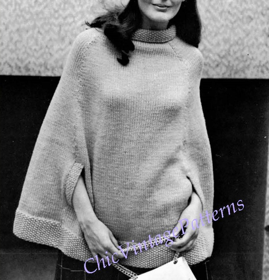 Easy-To-Knit Ladies Knitted Cape Pattern, Instant Download
