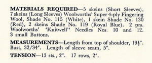 Ladies Knitted Sweater Pattern, Vintage 1940's, Digital Download