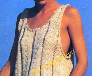 Knitted Ladies Singlet Pattern, Vintage Vest Beach Top, Digital Download