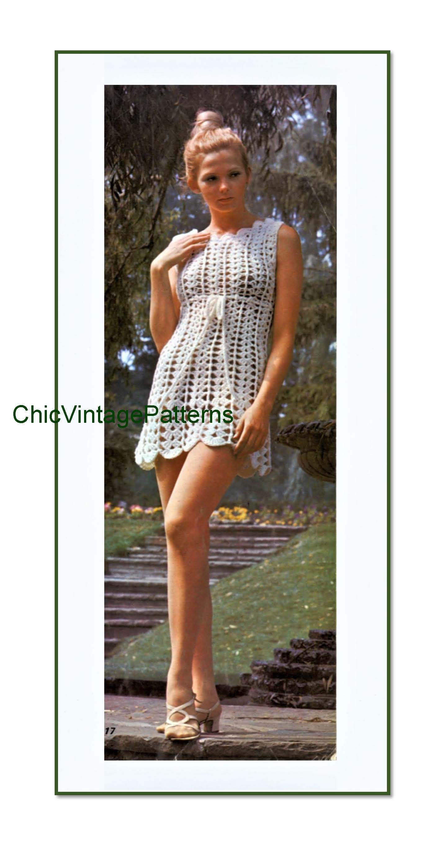 Lacy Crochet Dress Pattern, Ladies Summer Dress, Instant Download