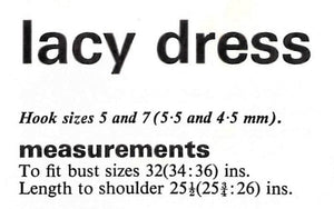 Lacy Crochet Dress Pattern, Ladies Summer Dress, Instant Download