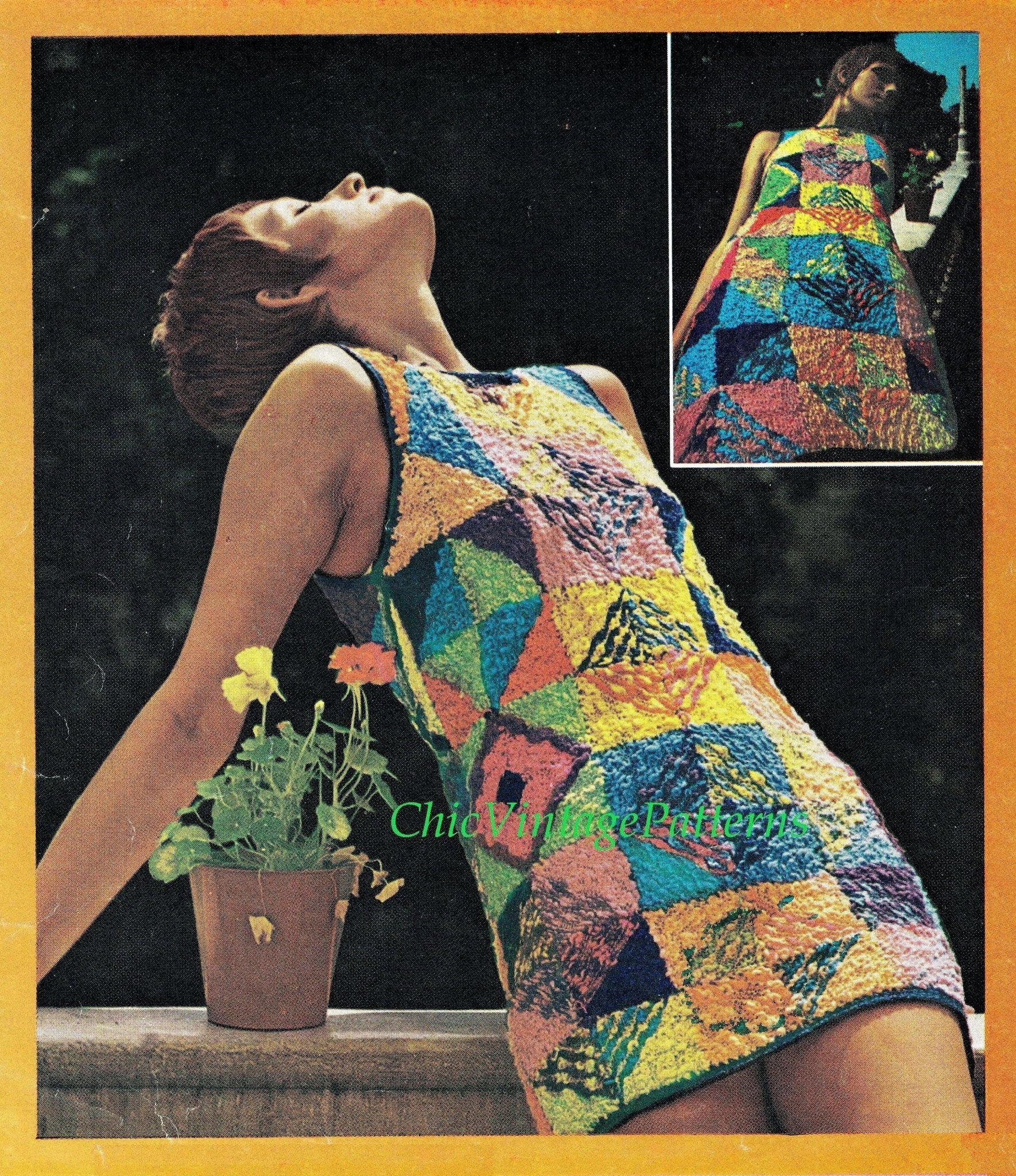 Knitted Patchwork Dress Pattern | ChicVintagePatterns Knitted Patchwork Dress Pattern | ChicVintagePatterns