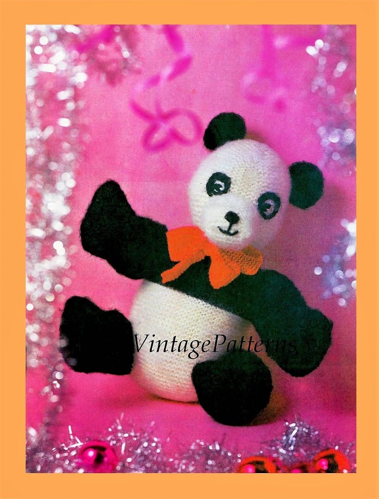 Knitted Panda Pattern, Large Panda Soft Toy, PDF Knitting Pattern