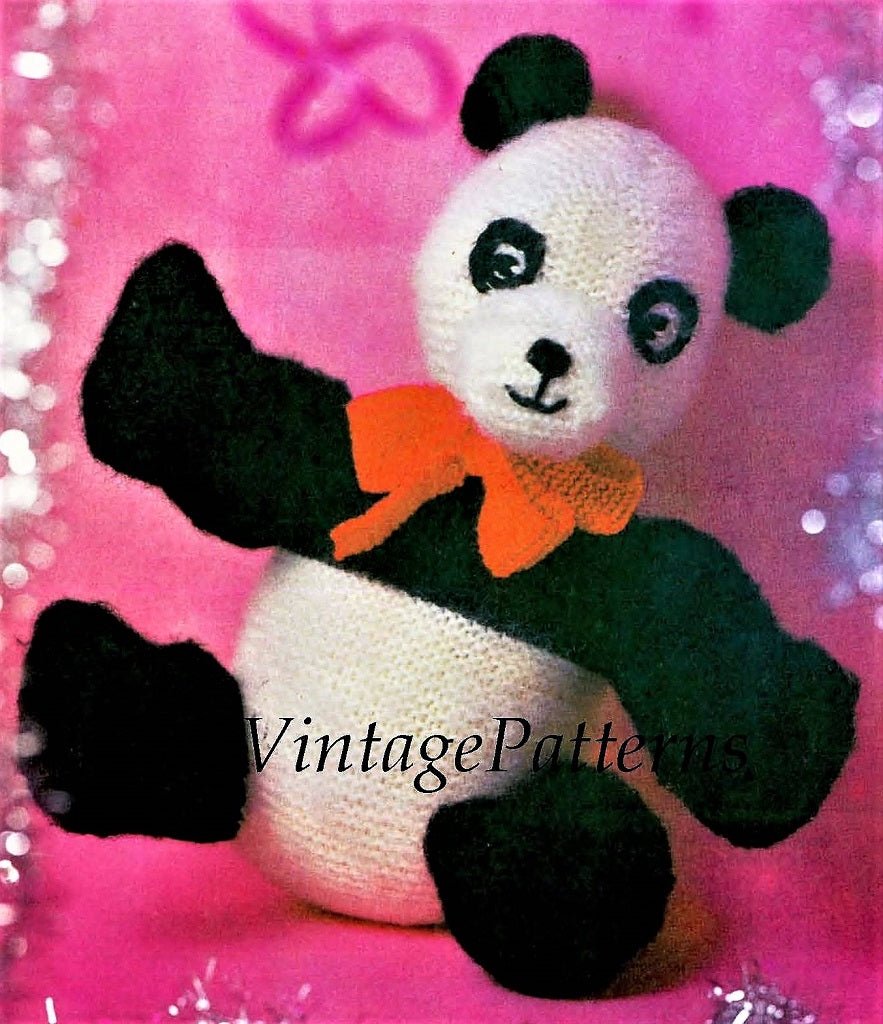 Knitted Panda Pattern, Large Panda Soft Toy, PDF Knitting Pattern