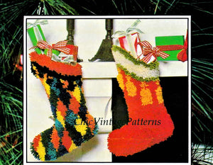 Christmas Stocking Latch Hook Pattern, 2 Designs, Instant Download
