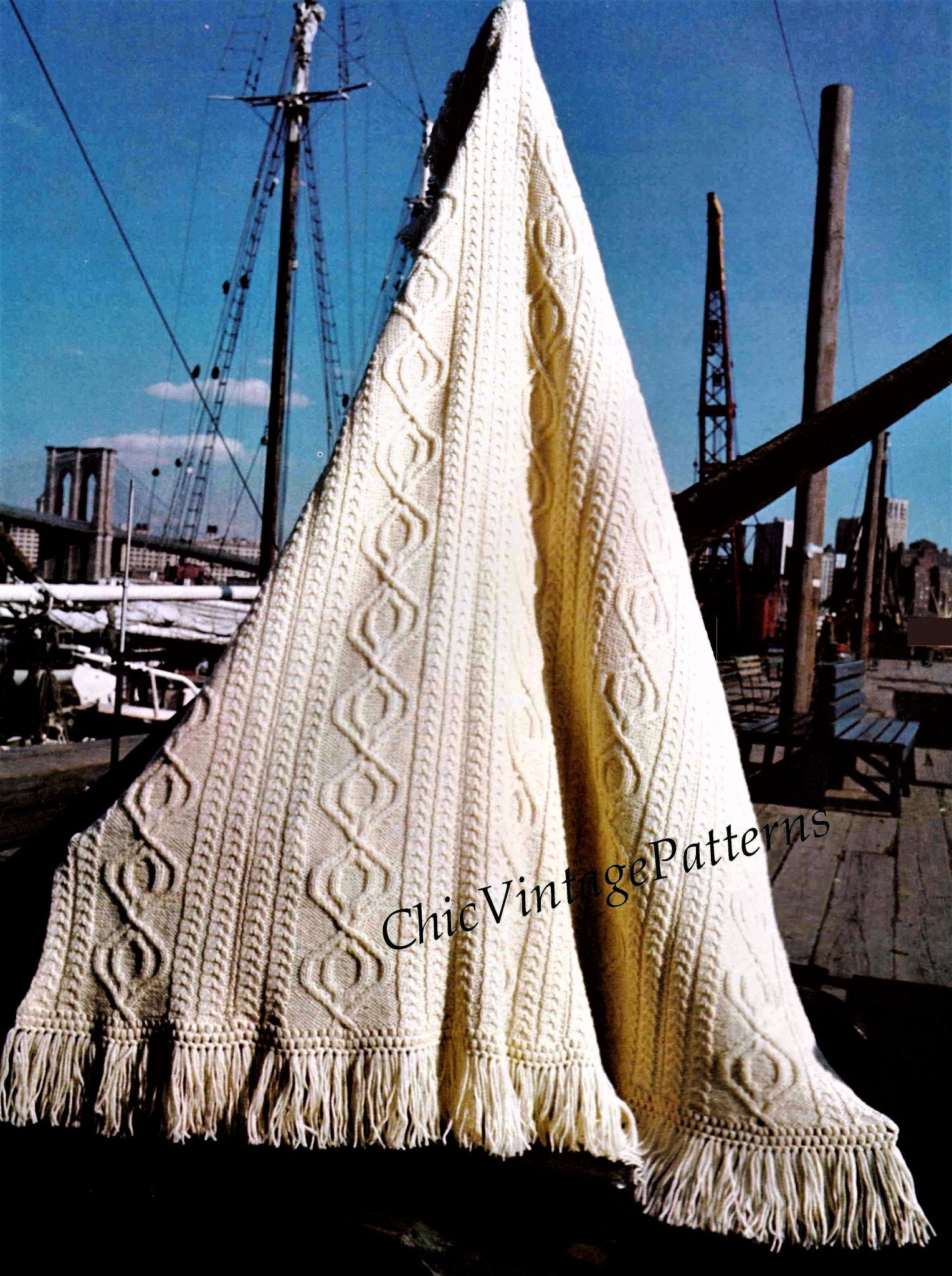 Knitted Afghan Rug Pattern, Irish Fisherman's Afghan, Digital Download