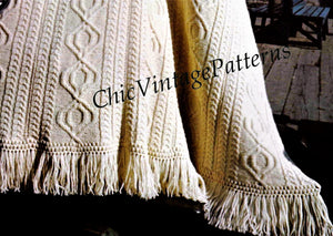 Knitted Afghan Rug Pattern, Irish Fisherman's Afghan, Digital Download