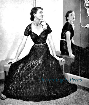 1940's Knitted Dress, Long or Short | ChicVintagePatterns 1940's Knitted Dress, Long or Short | ChicVintagePatterns