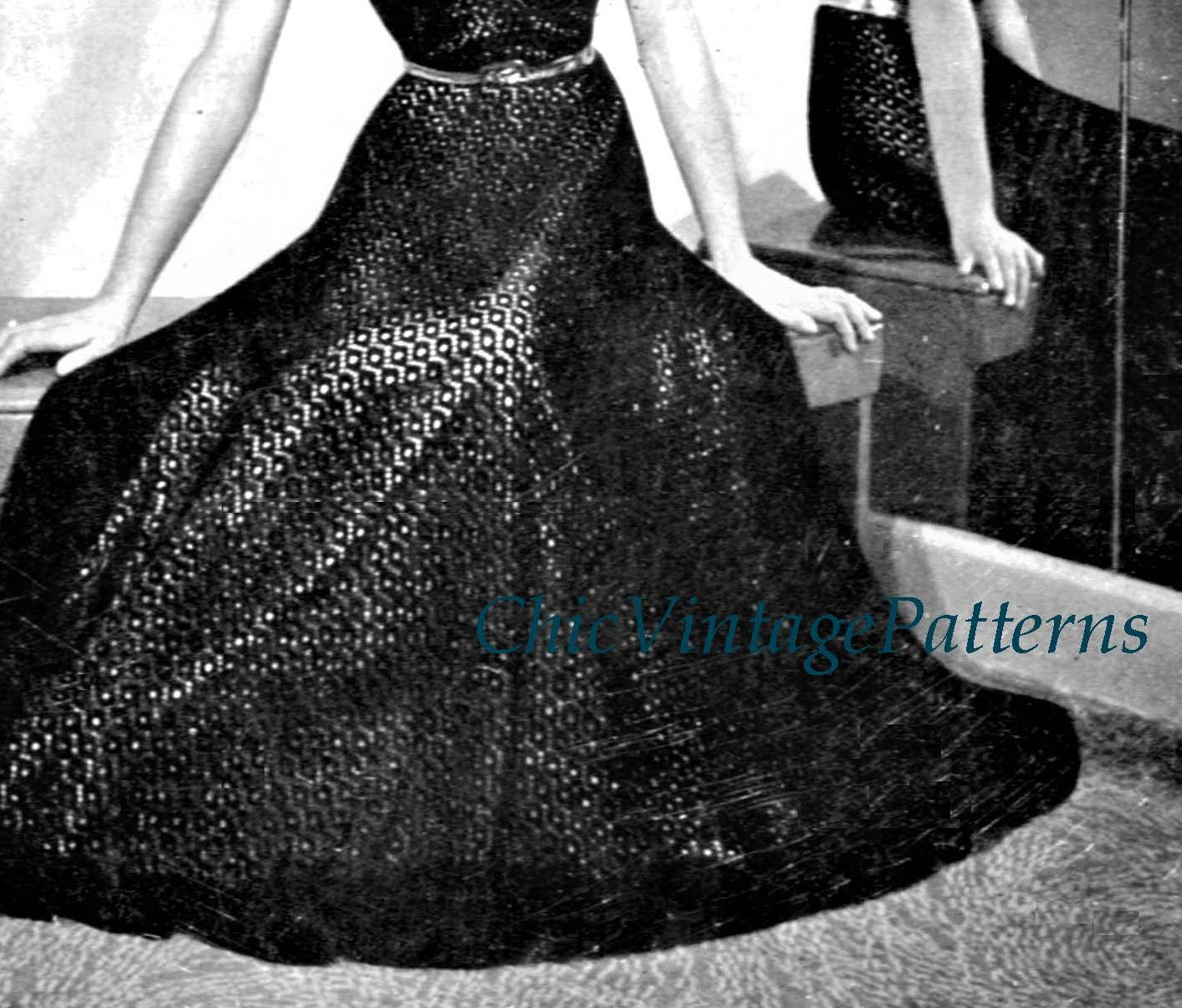 1940's Knitted Dress, Long or Short | ChicVintagePatterns 1940's Knitted Dress, Long or Short | ChicVintagePatterns