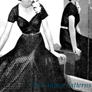 1940's Knitted Dress, Long or Short, Stunning, Digital Download