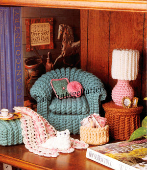 Dolls House Pattern, Crochet Living Room Furniture, 11.1/2 inch Doll, Instant Download