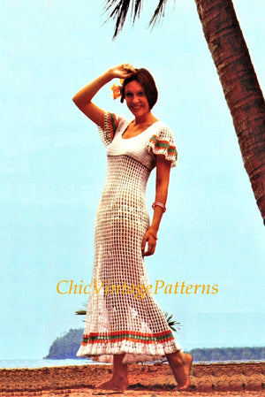 Crochet Dress Pattern, Ladies Summer Dress and Pants, Digital Download