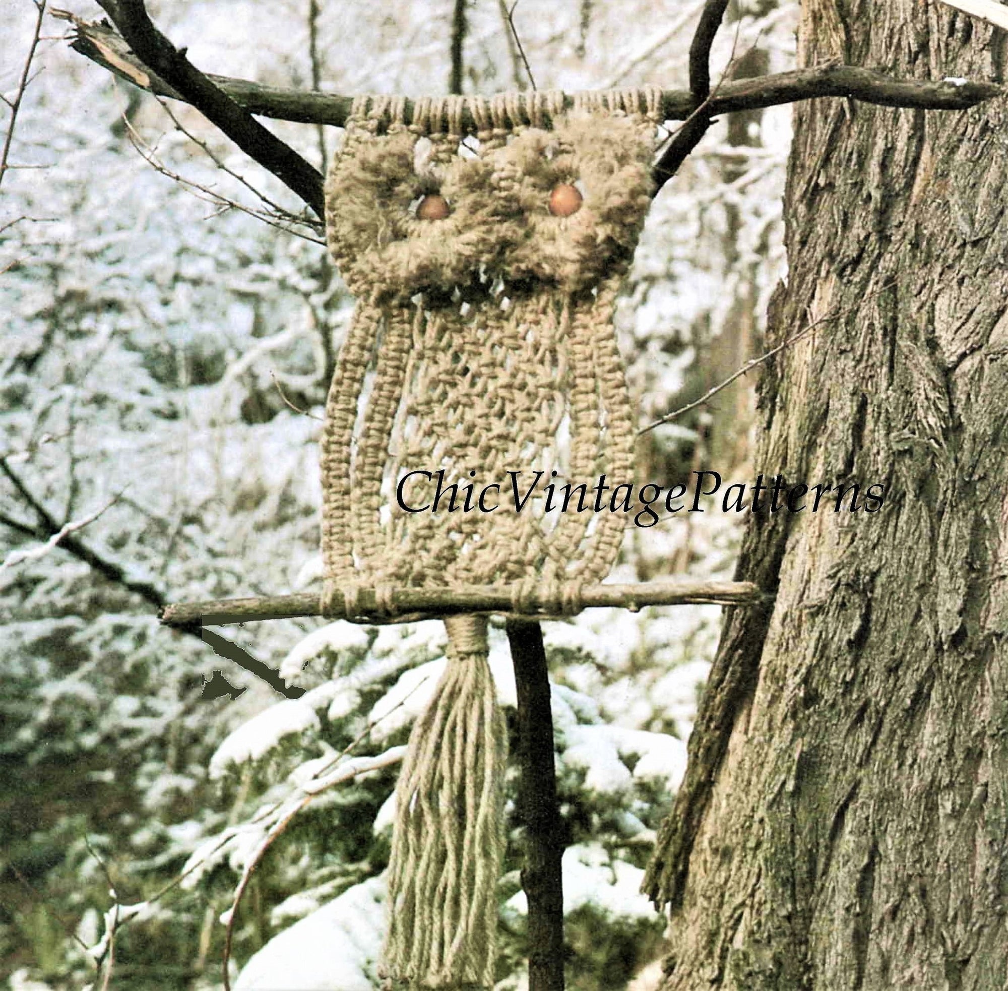 Macrame Owl Wall Hanging Pattern, Vintage PDF Pattern