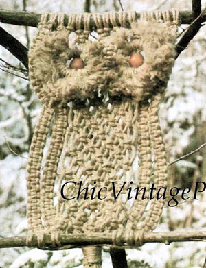 Macrame Owl Wall Hanging Pattern, Vintage PDF Pattern