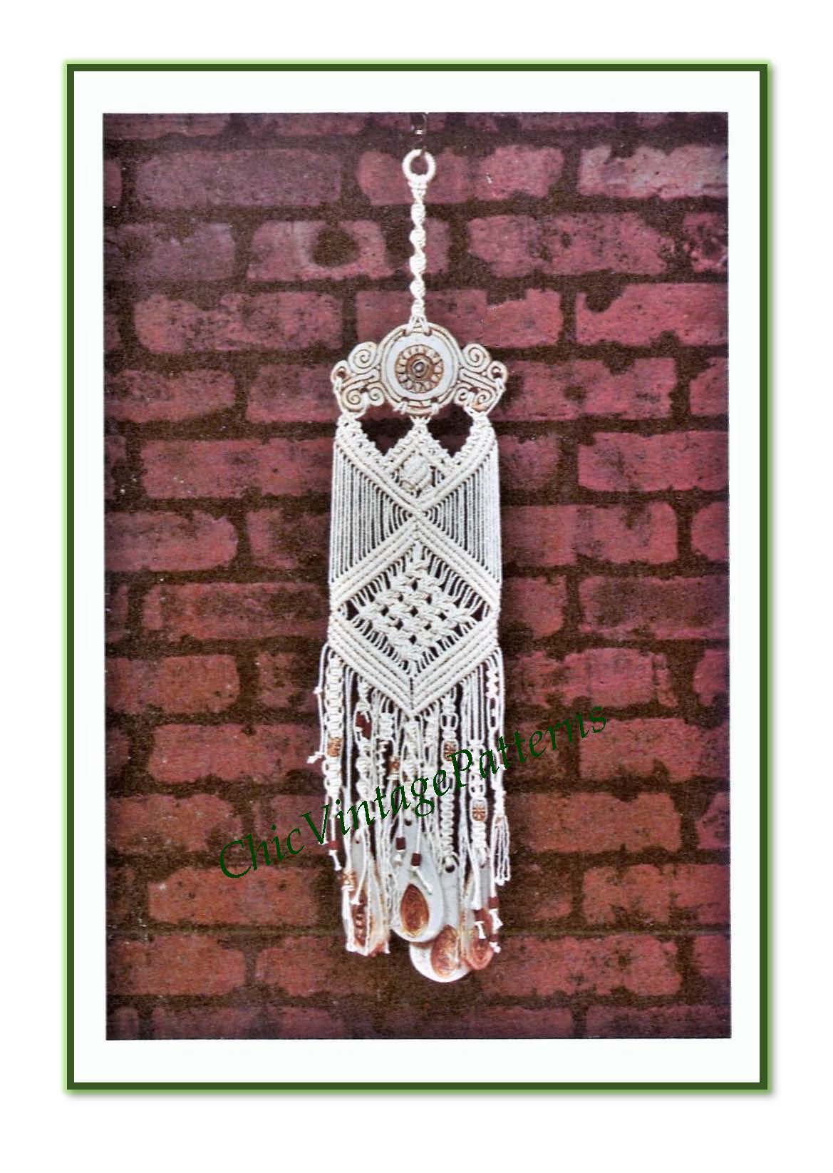 Macrame Windchimes Pattern, Retro Ceramic Windchimes, Digital Download